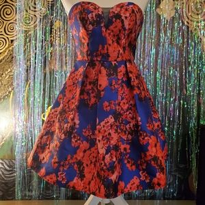 B. Darlin blue red floral sleeveless spring dress